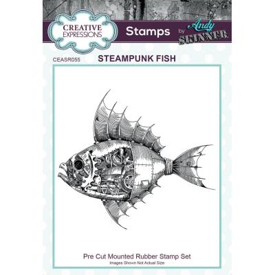 Creative Expressions Andy Skinner Rubber Stamp - Steampunk Fish