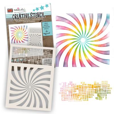 Polkadoodles Colour & Create Funky Stencil - Vortex Grid