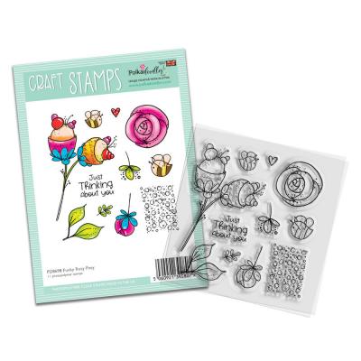 Polkadoodles Funky Flowers Clear Stamps - Rosy Posy