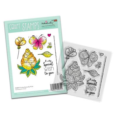Polkadoodles Funky Flowers Clear Stamps - Butterfly Wish