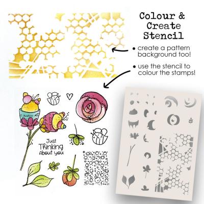 Polkadoodles Colour & Create Funky Stencil - Rosy Posy