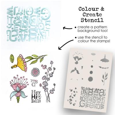 Polkadoodles Colour & Create Funky Stencil - Hello