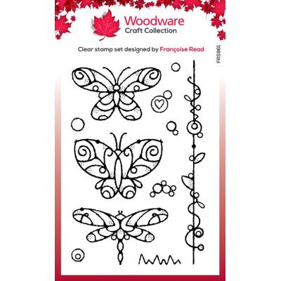 Creative Expressions Woodware Craft Collection Clear Stamps - Wired Butterflies