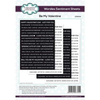 Creative Expressions Wordies Sentiment Sheets - Be My Valentine