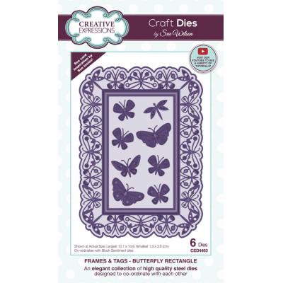 Creative Expressions Sue Wilson Craft Dies - Frames & Tags Butterfly Rectangle