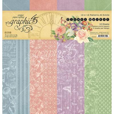 Graphic 45 Flower Market Designpapiere - Patterns & Solids Paper Pad