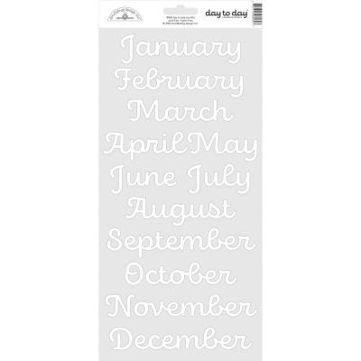 Doodlebug Sticker - Calendar Months White
