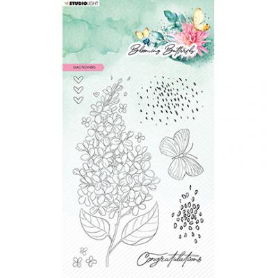 StudioLight Blooming Butterfly Nr.358 Clear Stamps - Lilac Flowers