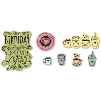 Sizzix Jen Long Clear Stamps und Outline-Stanzschablonen - Café Set