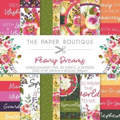 The Paper Boutique Poeny Dreams Designpapiere - Embellishments Pad