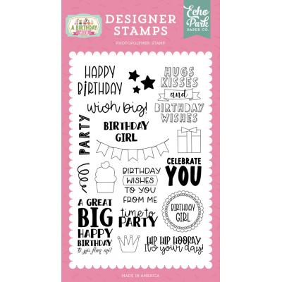 Echo Park A Birthday Wish Girl Clear Stamps - Wish Big
