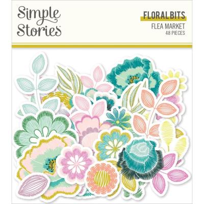 Simple Stories Flea Market Die Cuts - Bits & Pieces Floral