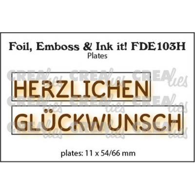 Crealies deutsch Foil Emboss & Ink it! Hotfoil Stamps - Herzlichen Glückwunsch (horizontal)