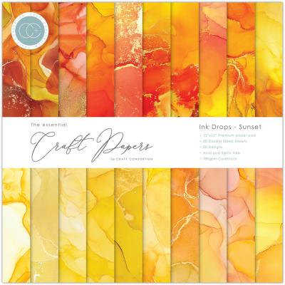 Craft Consortium Designpapier - Ink Drops Sunset