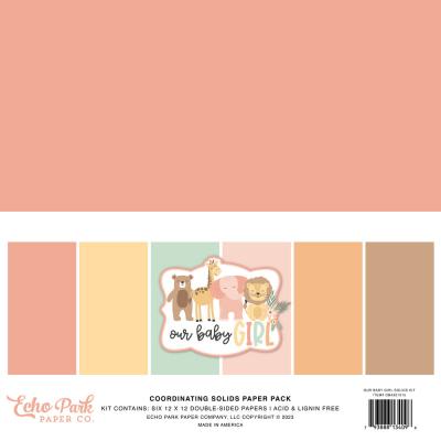 Echo Park Our Baby Girl Cardstock -Solid Kit