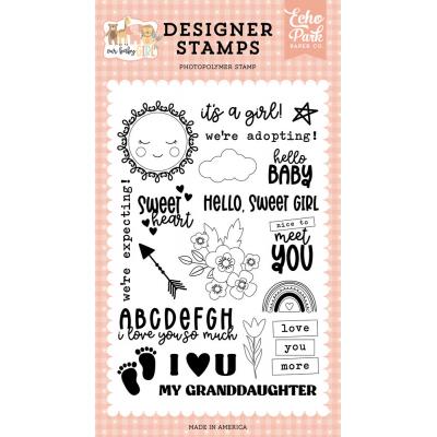 Echo Park Our Baby Girl Clear Stamps - Nice To Meet You