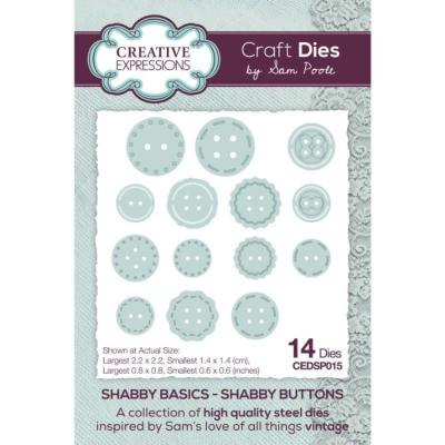 Creative Expressions Sam Poole Shabby Basics Craft Die - Shabby Buttons