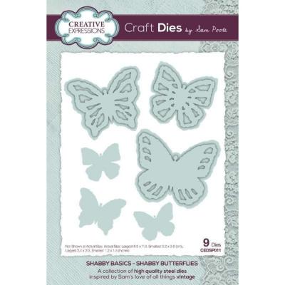 Creative Expressions Sam Poole Shabby Basics Craft Die - Shabby Butterflies
