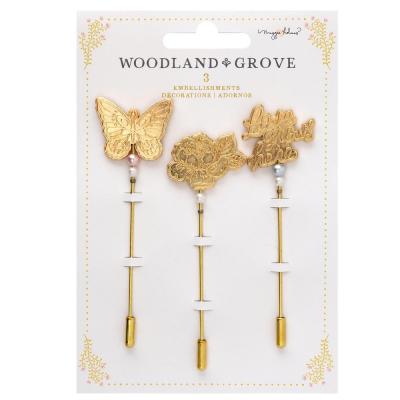 American Crafts Maggie Holmes Woodland Grove Embellishments - Charm Pins