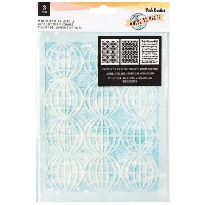 American Crafts Vicki Boutin Where To Next Stencils - World Traveler