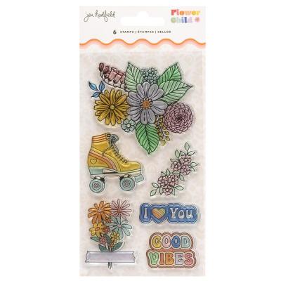 American Crafts Jen Hadfield Flower Child Clear Stamps - Flower Child
