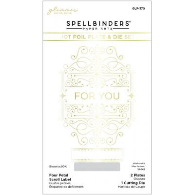 Spellbinders Hot Foil Plate and Die - Four Petal Scroll Label