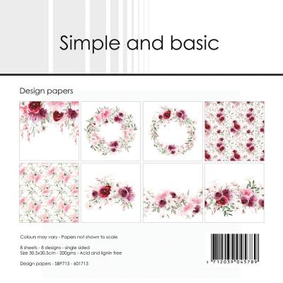 Simple and Basic Watercolour Roses Designpapier - Paper Pad