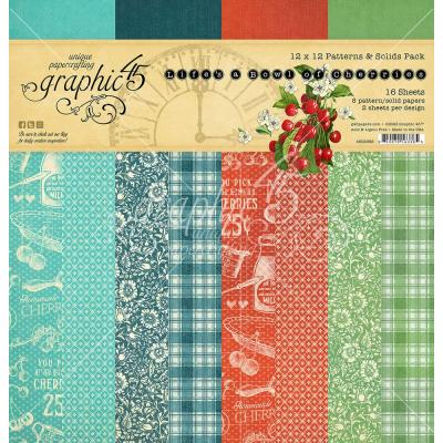 Graphic 45 Life's A Bowl Of Cherries Designpapiere - Patterns & Solids Pack