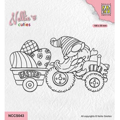 Nellie's Choice Clear Stamp - Easter Gnom On Tractor