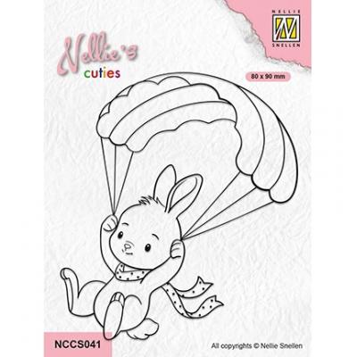 Nellie's Choice Clear Stamp - Parachuting Bunny