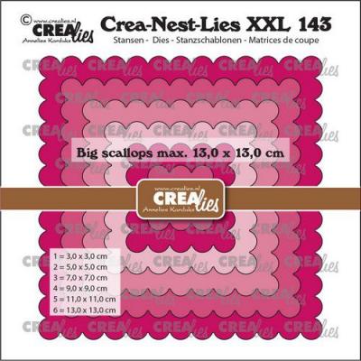Crealies Crea-Nest-Lies XXL CLNestXXL142  Stanzschablonen - Große gewellte Quadrate