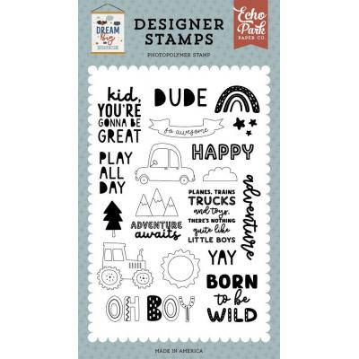 Echo Park Dream Big Little Boy Clear Stamps - Tractor And Car