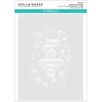 Spellbinders Layered Stencils - Floral Hello