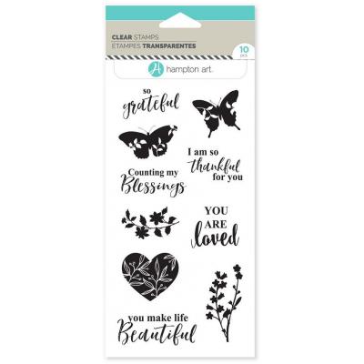 Hampton Art Clear Stamps - Butterflies And Sentiments