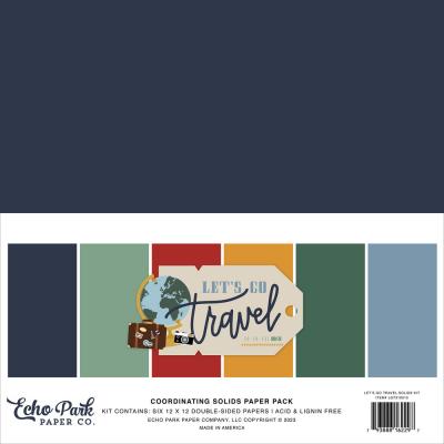 Echo Park Let's Go Travel Cardstock - Solids Kit