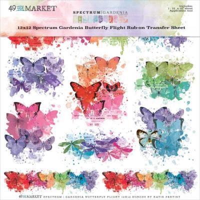 49 and Market Spectrum Gardenia Sticker - Butterfly Flight Rub-Ons