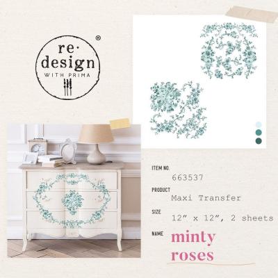 Prima Marketing Re-Design Transferpapiere - Minty Roses