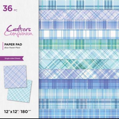 Crafter's Companion Blue Pastel Plaid Designpapiere - Paper Pad