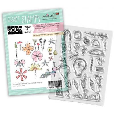 Polkadoodles Funky Flowers Clear Stamps - Flowers And Things