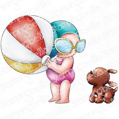 Stamping Bella Cling Stamps - Summer Bundle Girl With A Beach Ball & Puppy