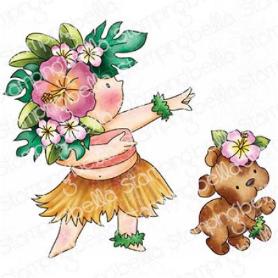 Stamping Bella Cling Stamps - Summer Bundle Girl & Puppy Hula Dance