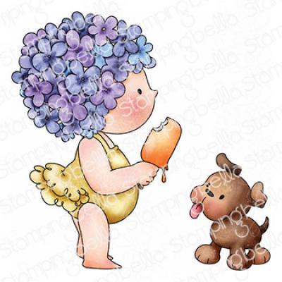 Stamping Bella Cling Stamps - Summer Bundle Girl In A Floral Swimcap & Puppy
