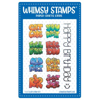 Whimsy Stamps Barbara Sproatmeyer Clear Stamps - Sentiment Tiles Happy Birthday