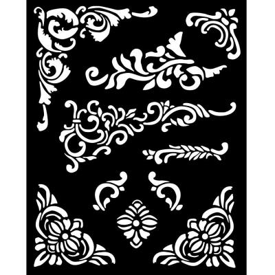 Stamperia Vintage Library Stencil - Corners And Embellishment