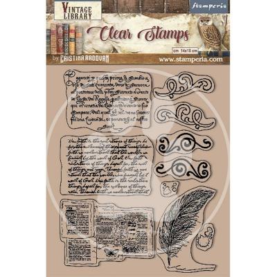 Stamperia Vintage Library Clear Stamps - Calligraphy