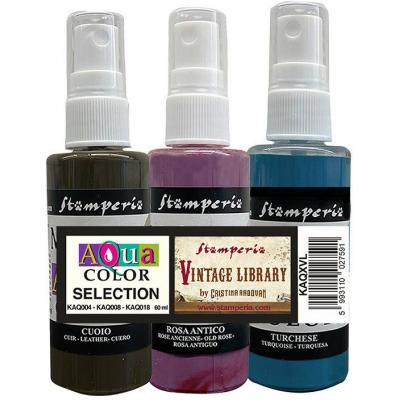 Stamperia Vintage Library Aquarellfarben - Aquacolor Paint Kit