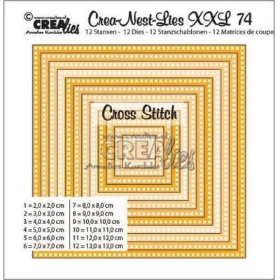 Crealies Crea-Nest-Lies XXL CLNestXXL74 Stanzschablonen - Quadrate mit Kreuzstich