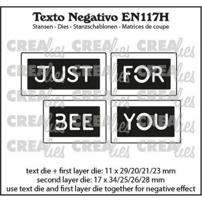 Crealies Texto Negativo Stanzschablonen - Just Bee / For You horizontal
