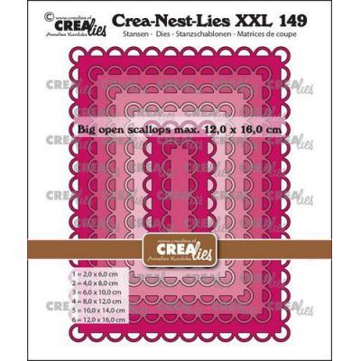 Crealies Crea-Nest-Lies XXL CLNestXXL149 Stanzschablonen - Rechtecke mit großem offenem Wellenrand