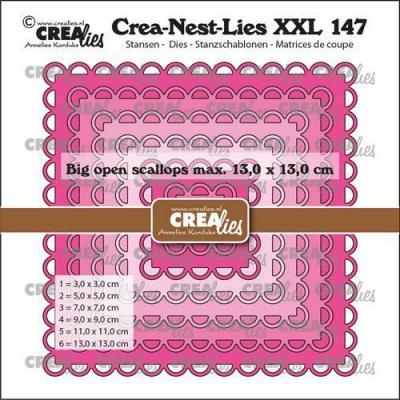 Crealies Crea-Nest-Lies XXL CLNestXXL147 Stanzschablonen - Quadrate mit großem offenem Wellenrand